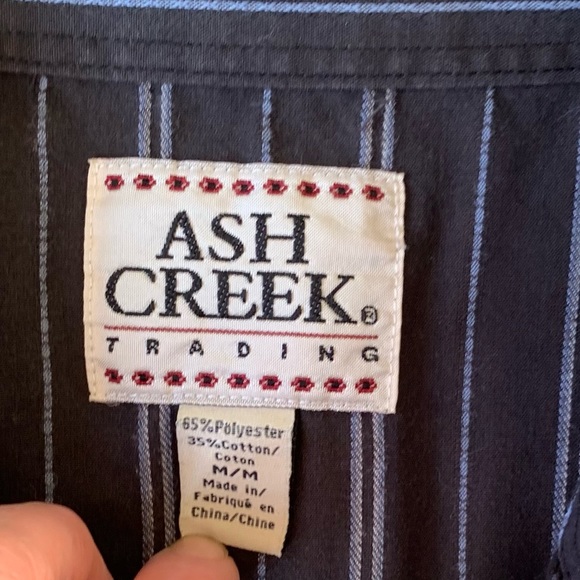 Vintage Ash Creek Black & White Striped Western Shirt Size Medium - Picture 7 of 7
